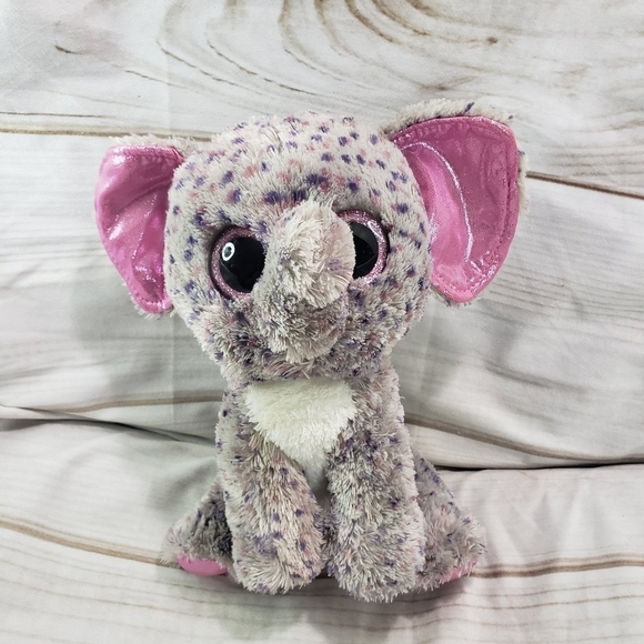 TY Beanie Boos Specks Elephant 9 Inch Plush Stuffed Animal 2015 Pink Eyes - Picture 1 of 7